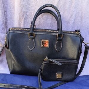 Dooney & Bourke Black Safiano Side Pocket Satchel with Matching Wristlet